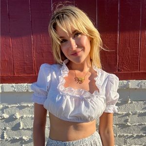 Vintage White Ruffle Crop Top